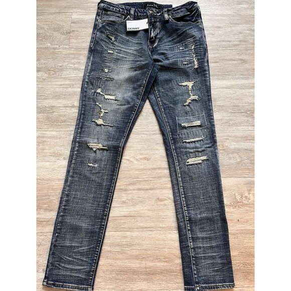 Men's Distressed Skinny Ripped Jeans Rue21 Supreme Flex Vintage Denim 34/34 - Picture 1 of 6